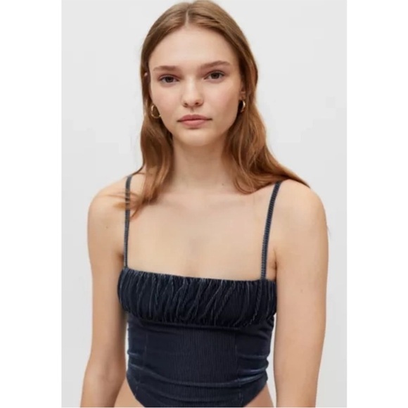 URBAN OUTFITTERS UO Eden Ruched Cami Vest In Blue/Navy Size Large - Picture 4 of 11